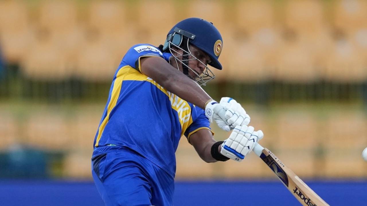 Chamari Athapaththu drives on the off side, Sri Lanka vs South Africa, Women's ODI World Cup, Colombo, October 17, 2025