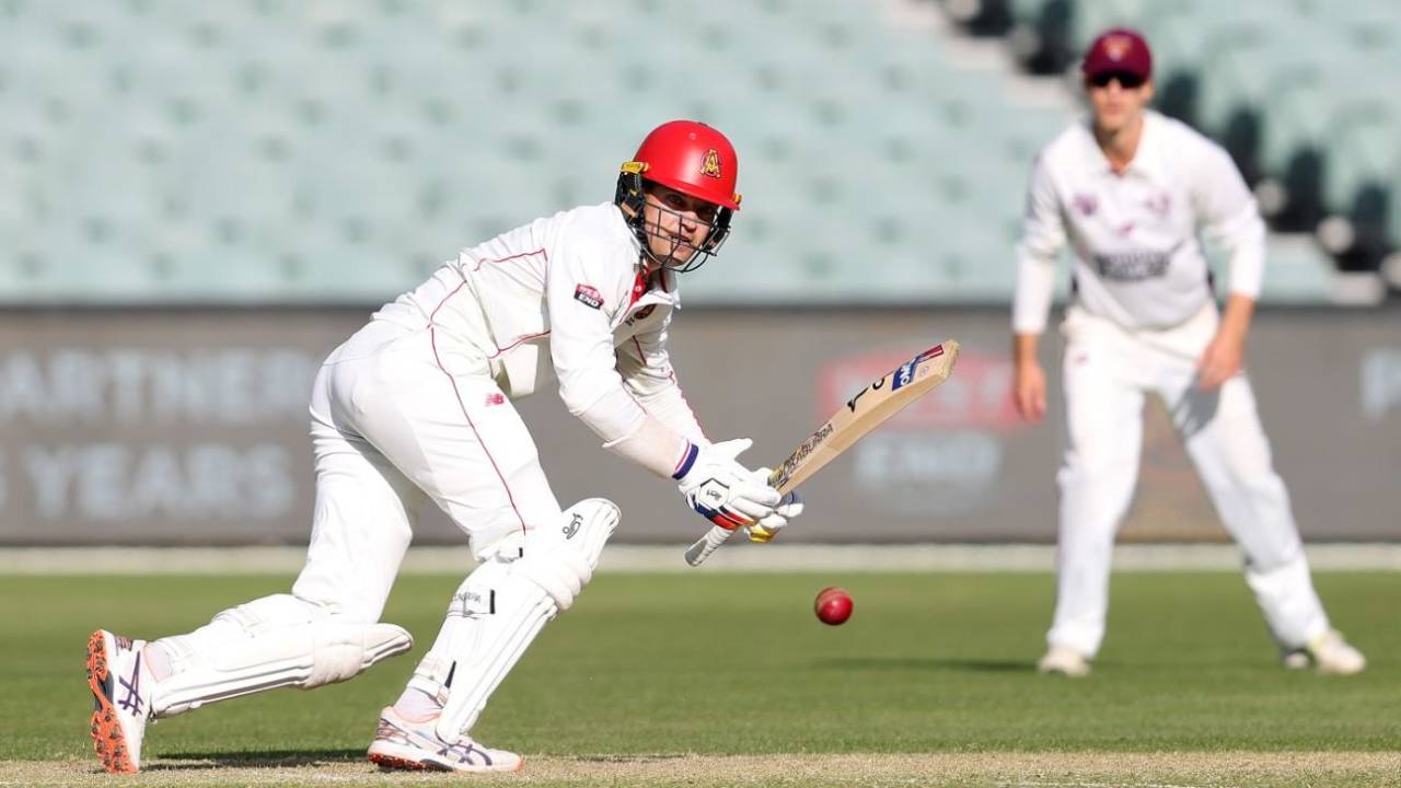 Alex Carey works through square leg, South Australia vs Queensland, Sheffield Shield, Adelaide Oval, October 17, 2025