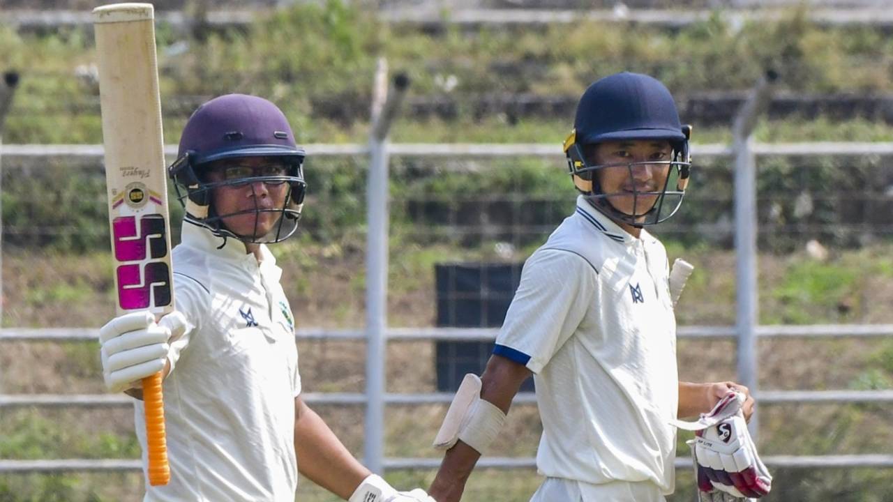 Techi Neri celebrates his hundred, Bihar vs Arunachal Pradesh, Patna, 3rd day, Ranji Trophy, October 17, 2025