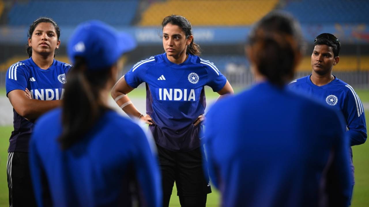 Richa Ghosh, Smriti Mandhana and Deepti Sharma at the training session, India vs England, Women's ODI World Cup, Indore, October 17, 2025