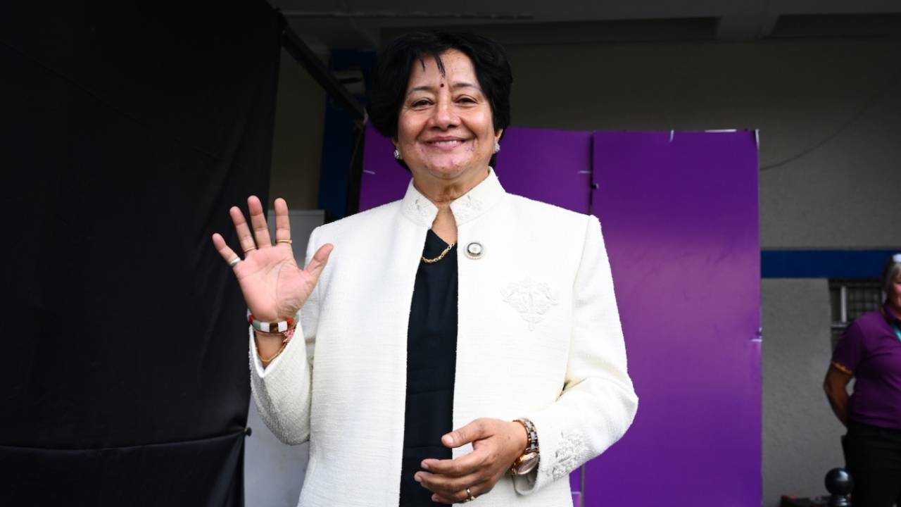 Sandhya Agarwal was invited to ring the bell before the game, India vs England, Women's ODI World Cup, Indore, October 19, 2025