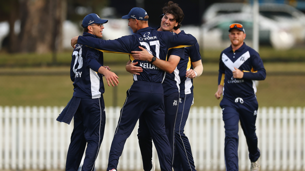 Victoria celebrate clinching a nail-biting victory, Victoria vs New South Wales, One-Day Cup, Junction Oval, October 20, 2025