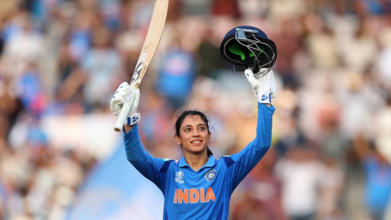 Smriti Mandhana scored her 14th ODI hundred, India vs New Zealand, Women's ODI World Cup, Navi Mumbai, October 23, 2025