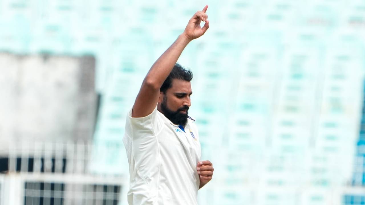 Mohammed Shami celebrates a wicket, Bengal vs Gujarat, Ranji Trophy 2025-26, Kolkata, October 25, 2025