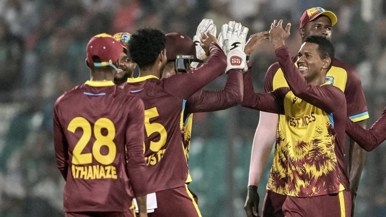 Akeal Hosein celebrates a wicket, Bangladesh vs West Indies, 1st T20I, Chattogram, October 27, 2025