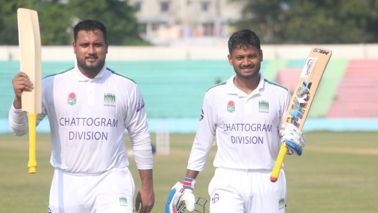 Yasir Ali and Mahmudul Hasan scored centuries for Chattogram, Chattogram Division vs Rajshahi Division, Day 1, National Cricket League, Rajshahi, October 25, 2025