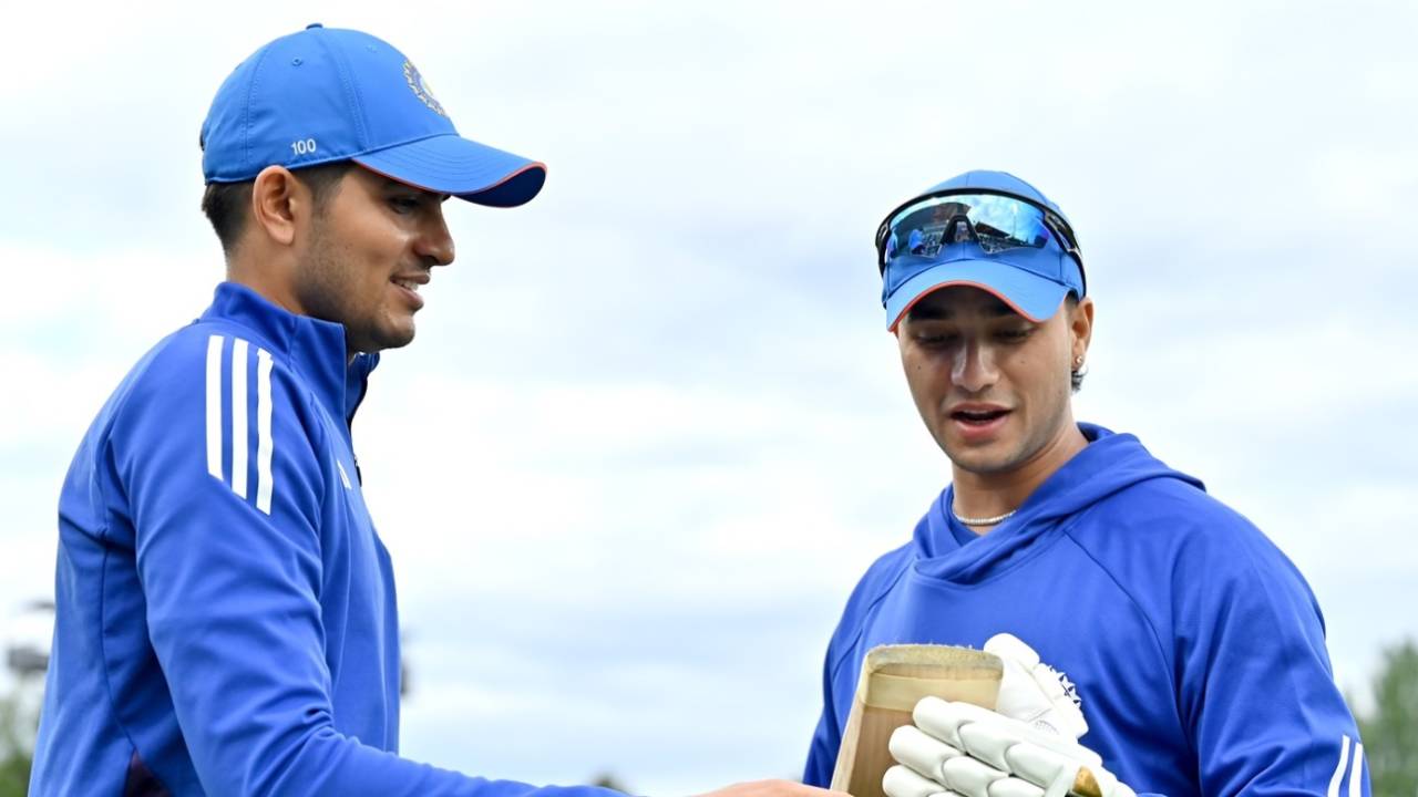 Shubman Gill and Abhishek Sharma catch up before the start of the game, Australia vs India, 1st T20I, Canberra, October 29, 2025