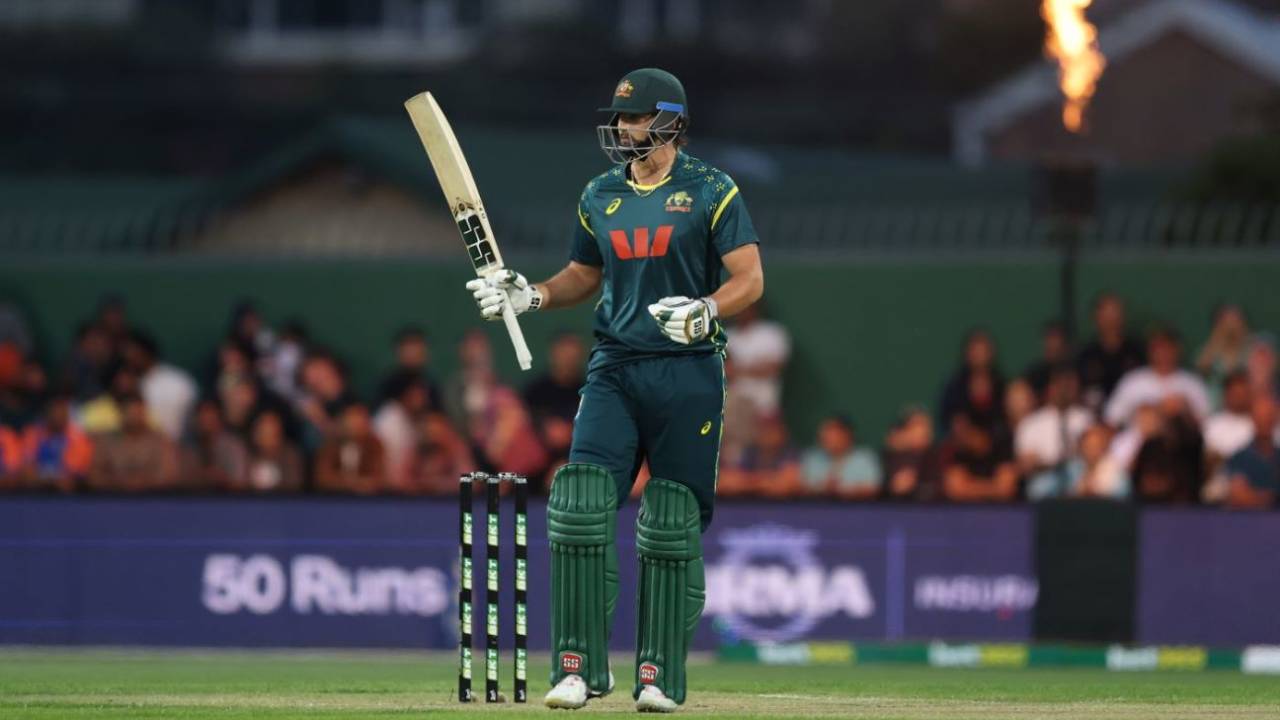 Tim David celebrates his fifty off 23 balls, Australia vs India, 3rd T20I, Melbourne, November 2, 2025