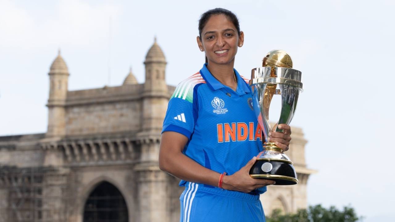 Harmanpreet Kaur poses with the World Cup trophy, Mumbai, November 4, 2025