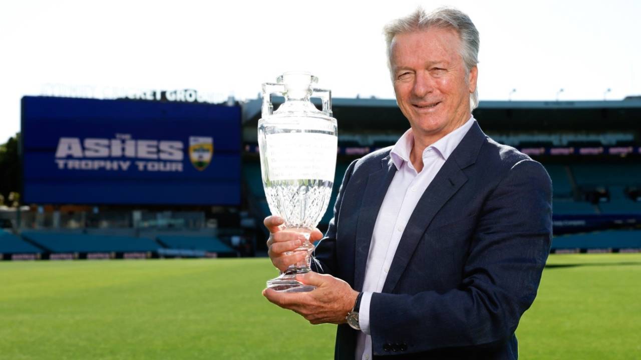 Steve Waugh with the crystal Ashes trophy, Sydney, November 05, 2025