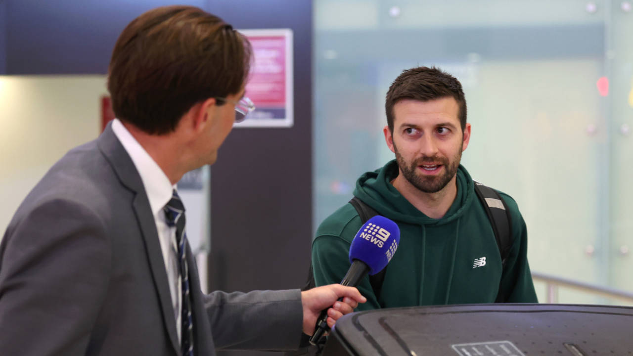 Mark Wood speaks to Channel 9 after arriving in Perth, Perth, November 3, 2025