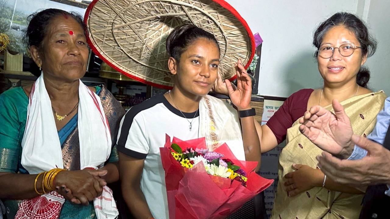 World Cup winner Uma Chetry was felicitated in Golaghat, Assam, November 7, 2025