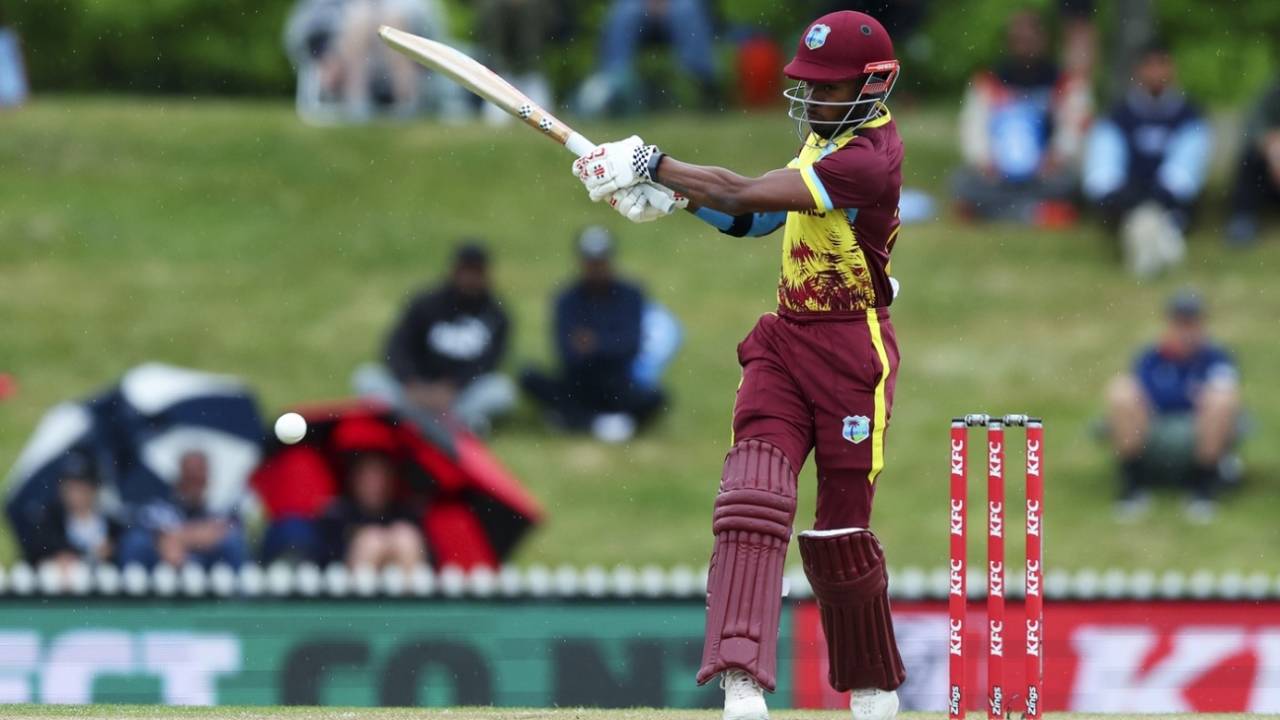 Alick Athanaze got going in the powerplay, New Zealand vs West Indies, 4th T20I, Nelson, November 10, 2025