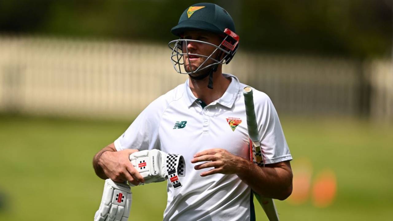 Beau Webster walks off after being dismissed, Tasmania vs South Australia, Sheffield Shield, Hobart, November 10, 2025