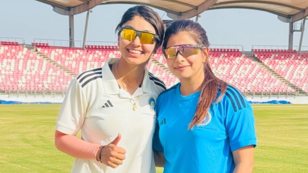 Harleen Deol poses for a picture with Shyla Alam, Nagaland's Strength and Conditioning coach, April 2, 2025