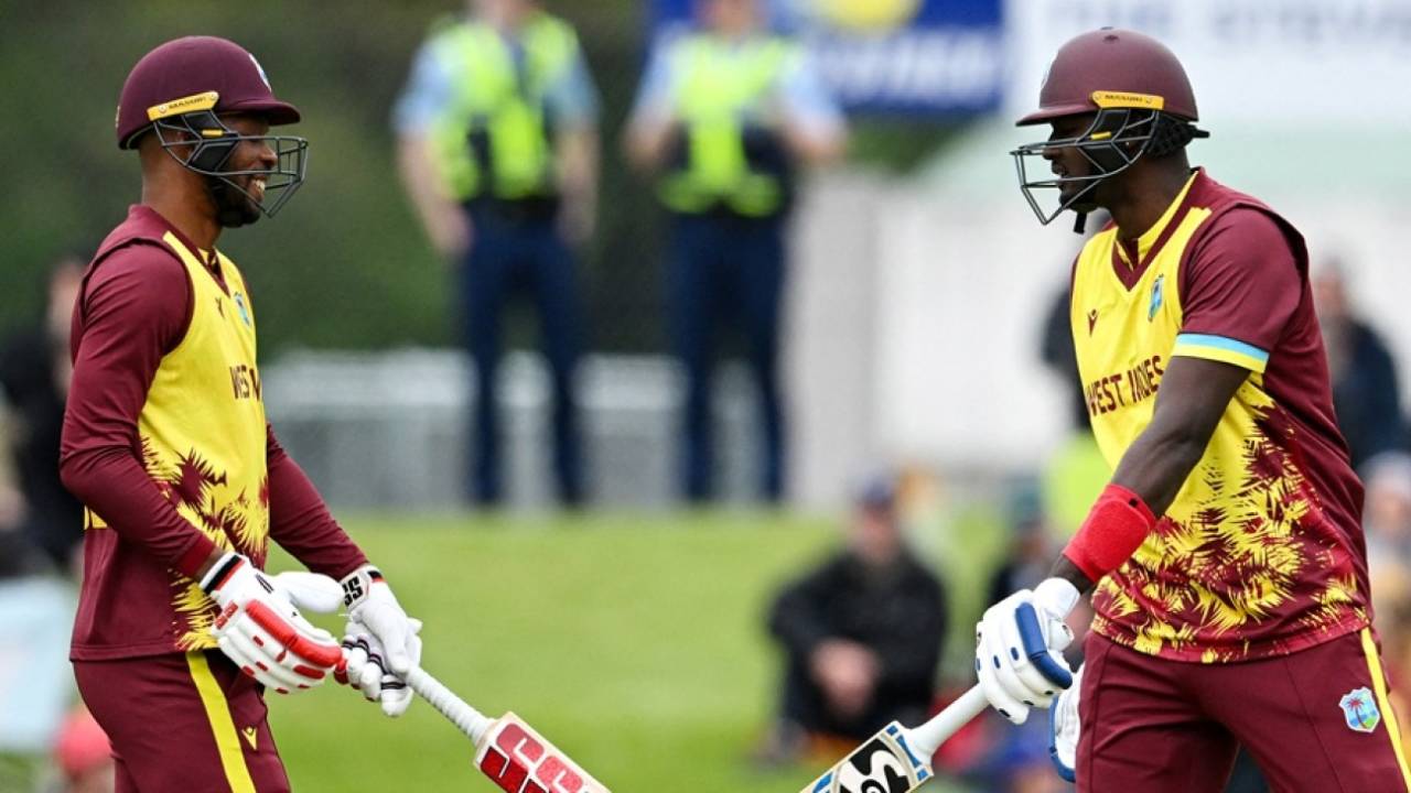 Roston Chase and Jason Holder in partnership, New Zealand vs West Indies, 5th T20I, Dunedin, November 13, 2025