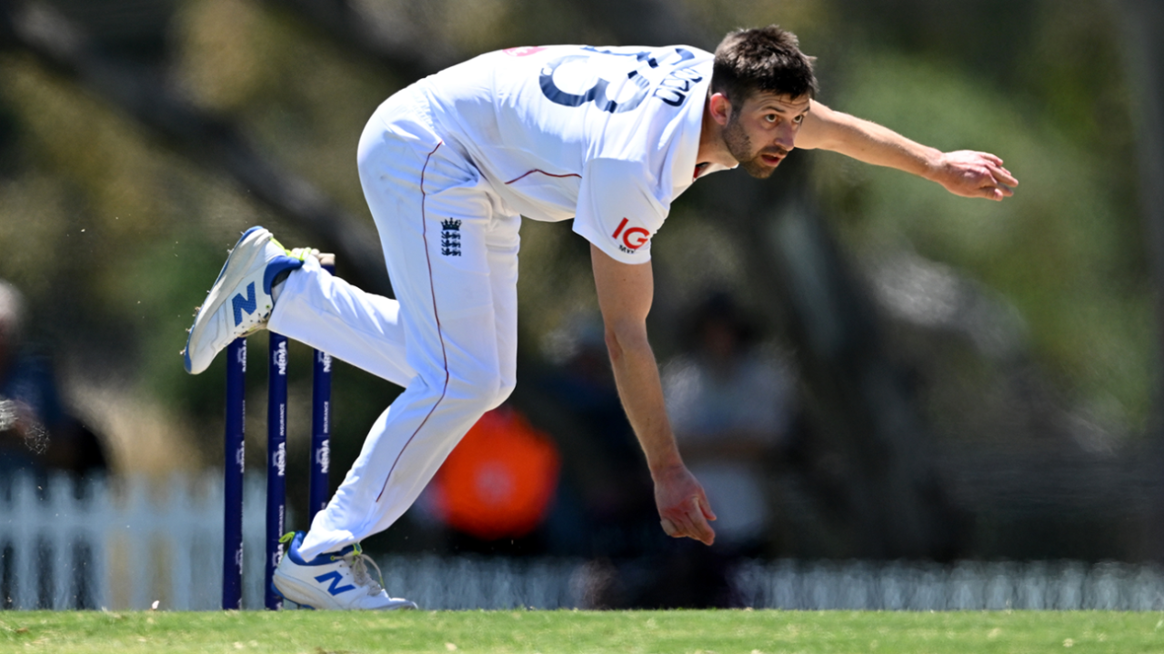 Mark Wood in his delivery stride, England vs England Lions, Tour match, Lilac Hill, November 13, 2025