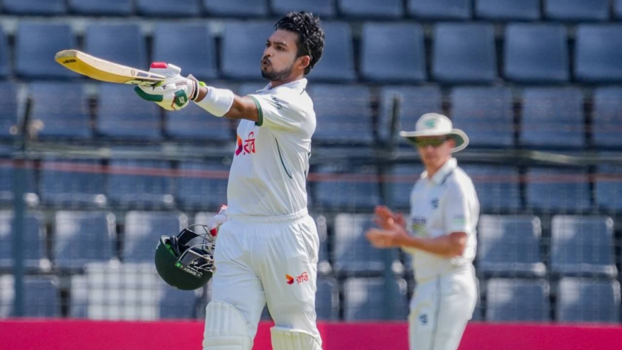 Najmul Hossain Shanto completed his century in 112 balls, Bangladesh vs Ireland, 1st Test, Sylhet, day 3, November 11, 2025 