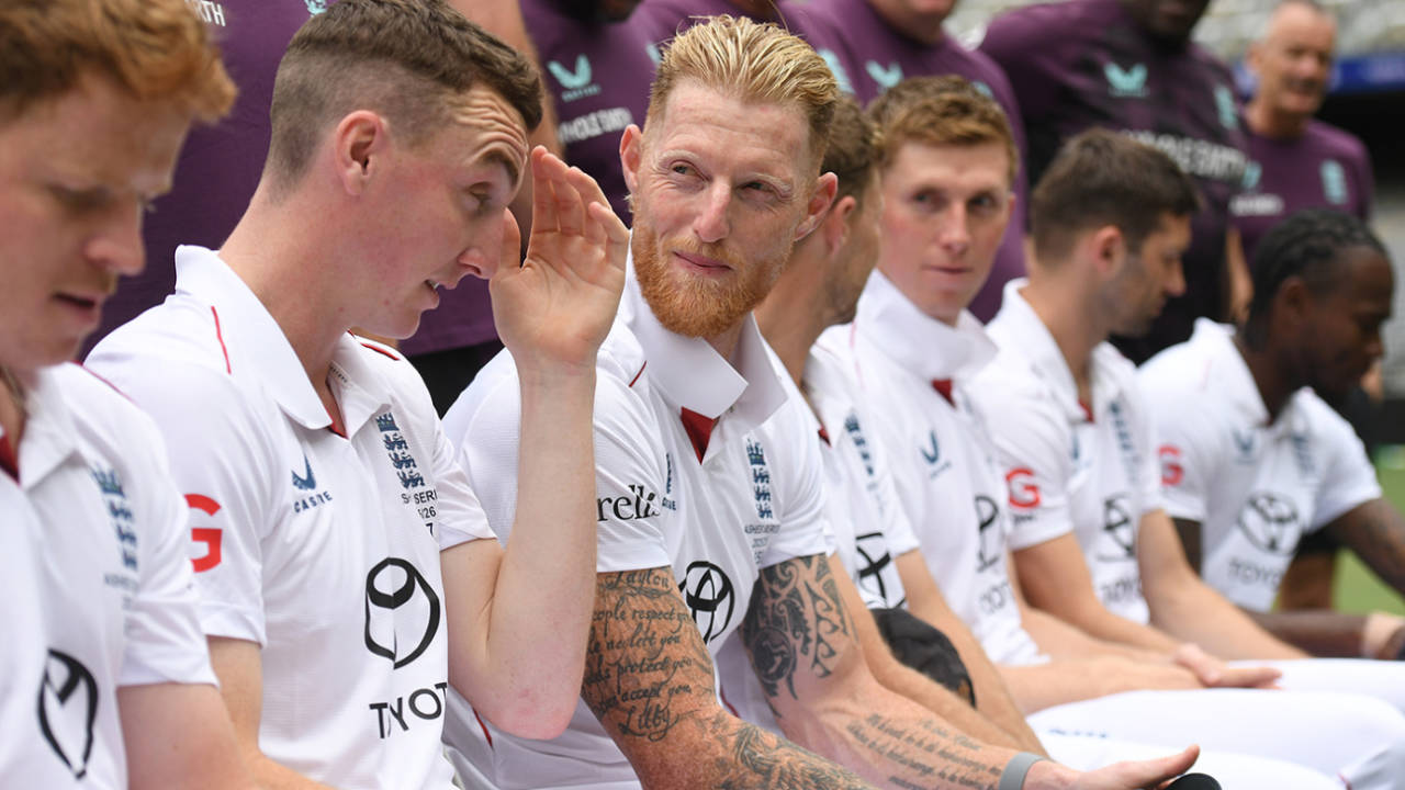 Front and centre: Ben Stokes at England's team photo op, Optus Stadium, November 18, 2025