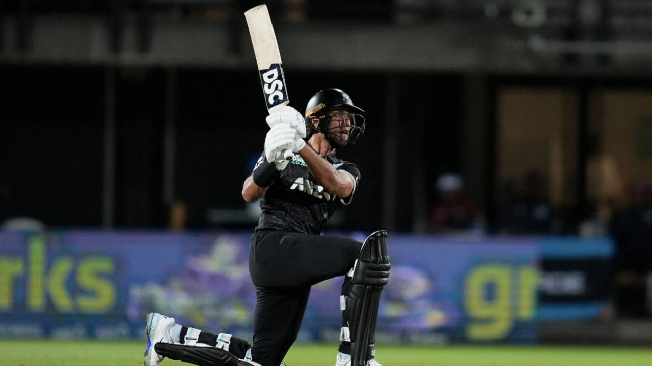 Rachin Ravindra plays an expansive stroke, New Zealand vs West Indies, 2nd ODI, Napier, November 19, 2025
