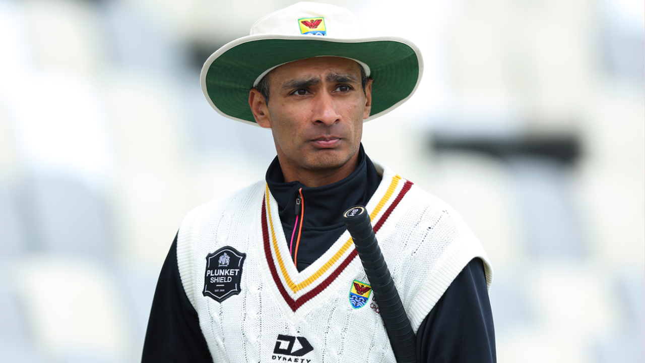 Jeet Raval looks on, Wellington vs Northern Districts, Plunket Shield, Wellington, 2nd day, November 7, 2023