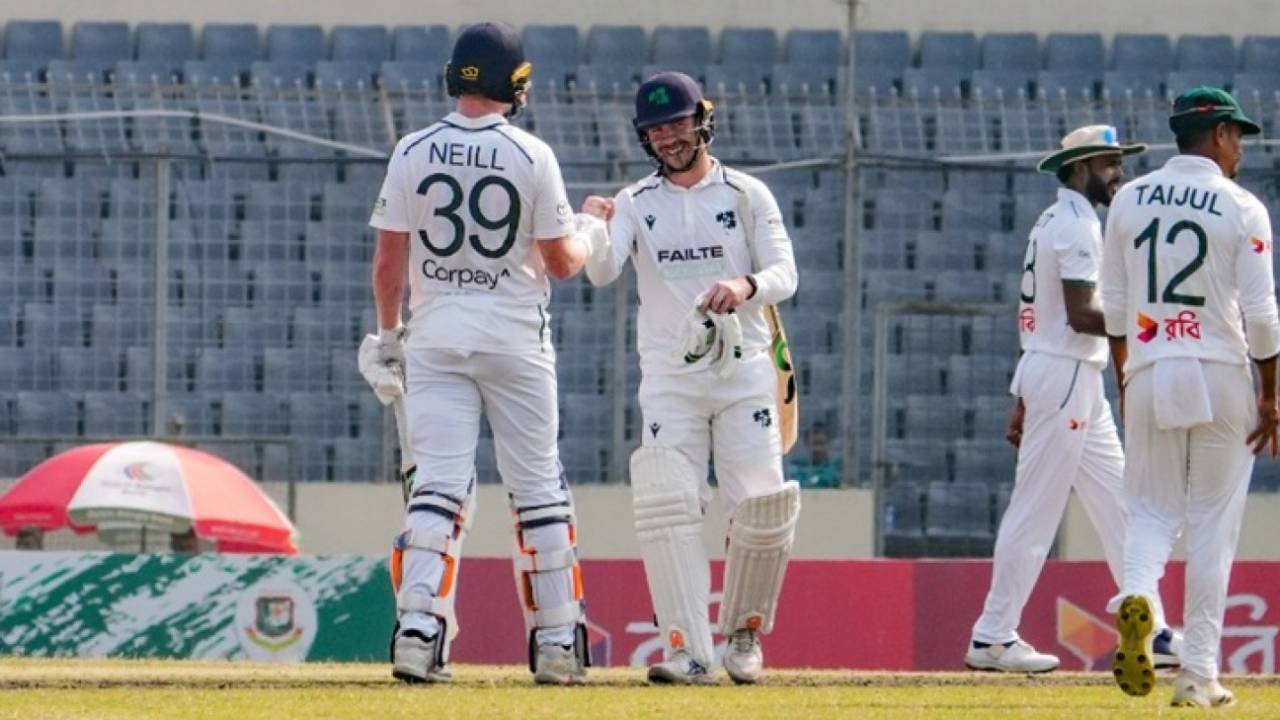 Curtis Campher celebrates his half-century, Bangladesh vs Ireland, 2nd Test, Day 5, Mirpur, November 23, 2025