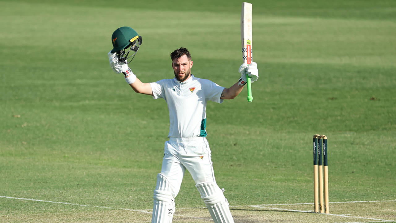 Caleb Jewell made his first century of the season, New South Wales vs Tasmania, Sheffield Shield, Cricket Central, November 23, 2025