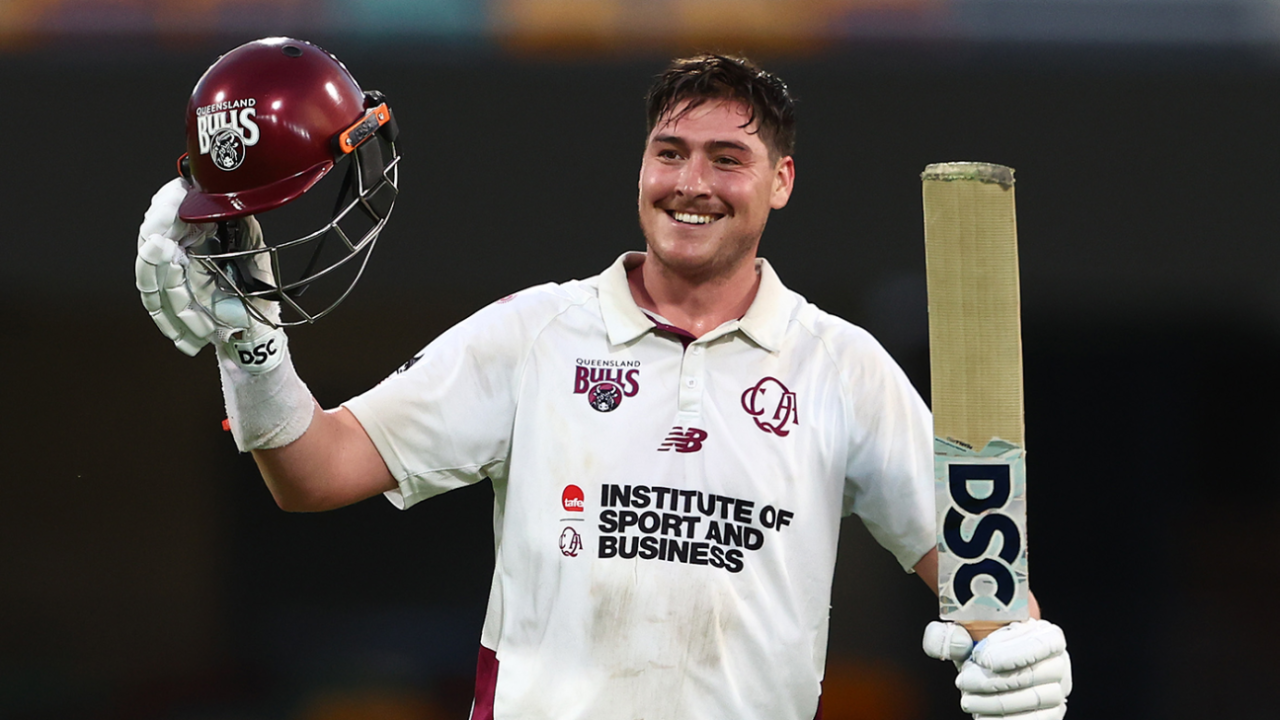 Matt Renshaw made a century against the pink ball, Queensland vs Victoria, Sheffield Shield, Gabba, November 23, 2025
