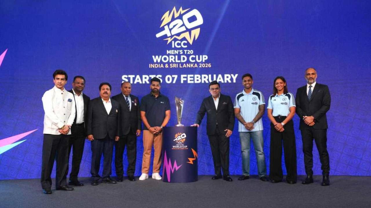 Rohit Sharma, Suryakumar Yadav and Harmanpreet Kaur at the dates announcement event, Mumbai, November 25, 2025