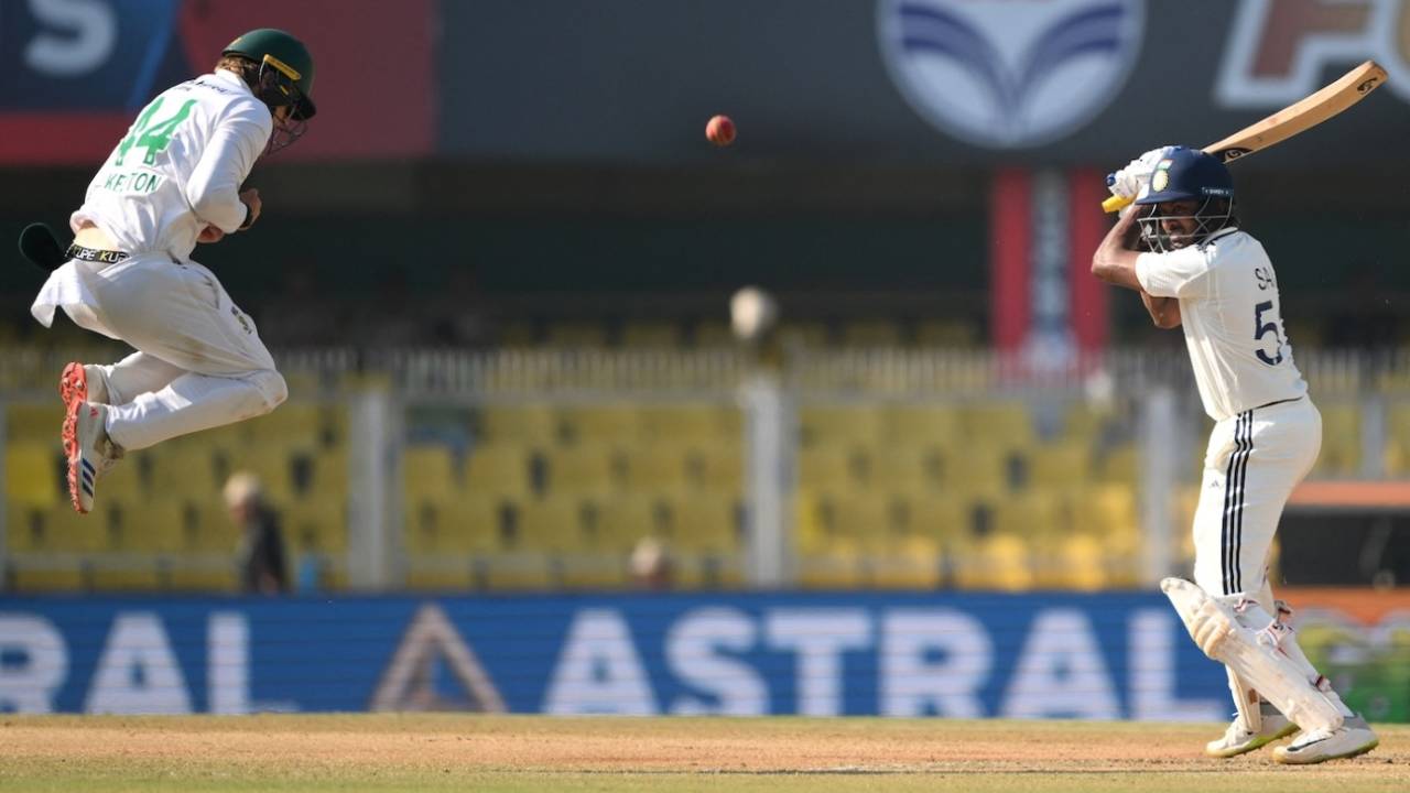 Ryan Rickelton takes evasive action as B Sai Sudharsan puts one away, India vs South Africa, 2nd Test, Guwahati, 5th day, November 26, 2025