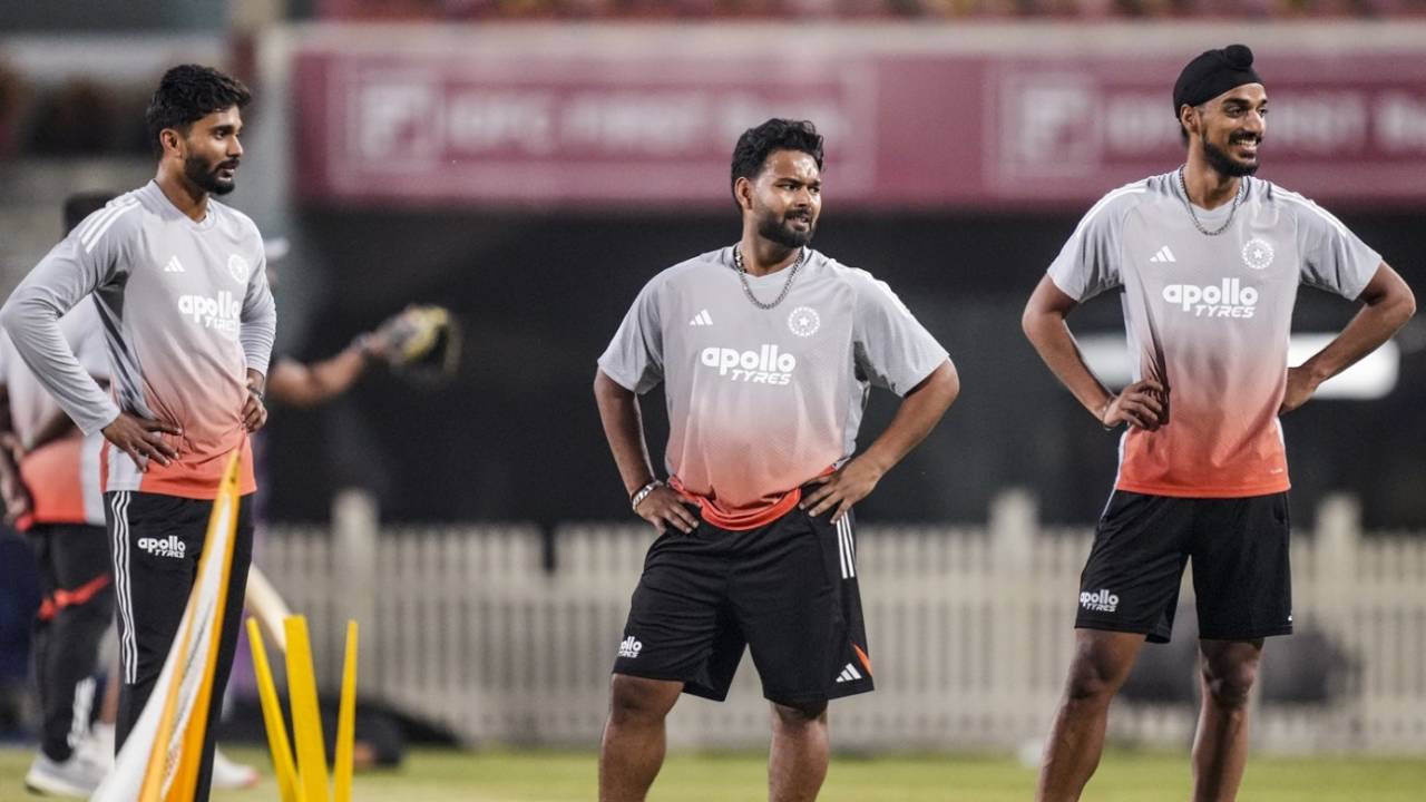 Rishabh Pant, Arshdeep Singh and Nitish Kumar Reddy during India's training session, India vs South Africa, Ranchi, November 28, 2025