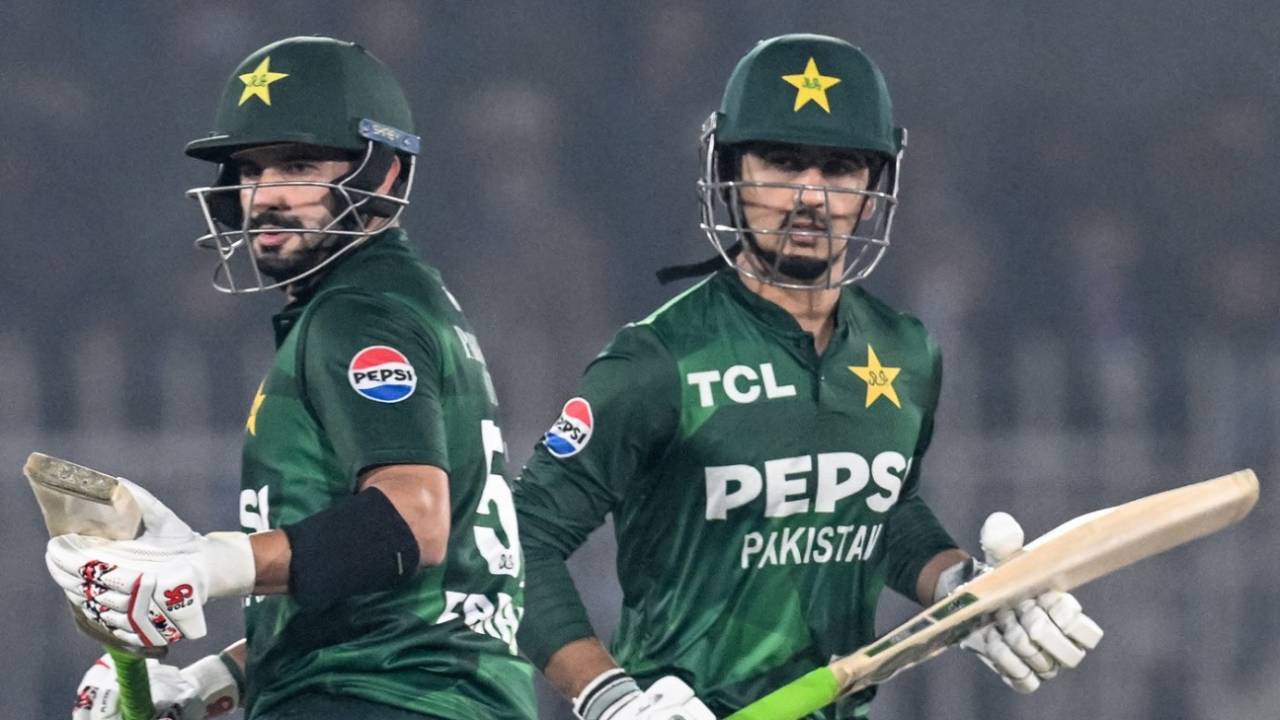 Sahibzada Farhan and Saim Ayub added 46 runs for the opening wicket, Pakistan vs Sri Lanka, T20I tri-series, final, Rawalpindi, November 29, 2025