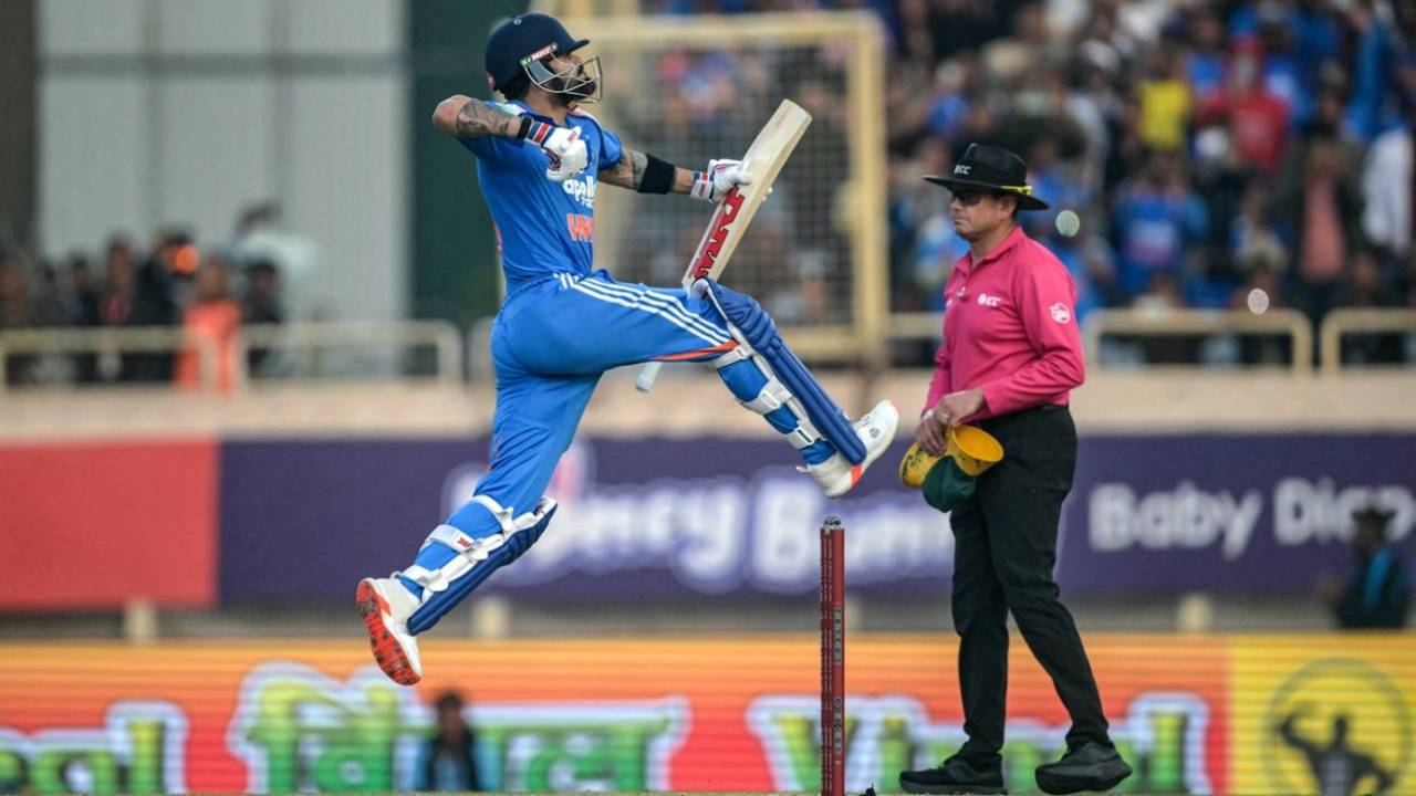Virat Kohli celebrates an ODI century for the 52nd time, India vs South Africa, 1st ODI, Ranchi, November 30, 2025