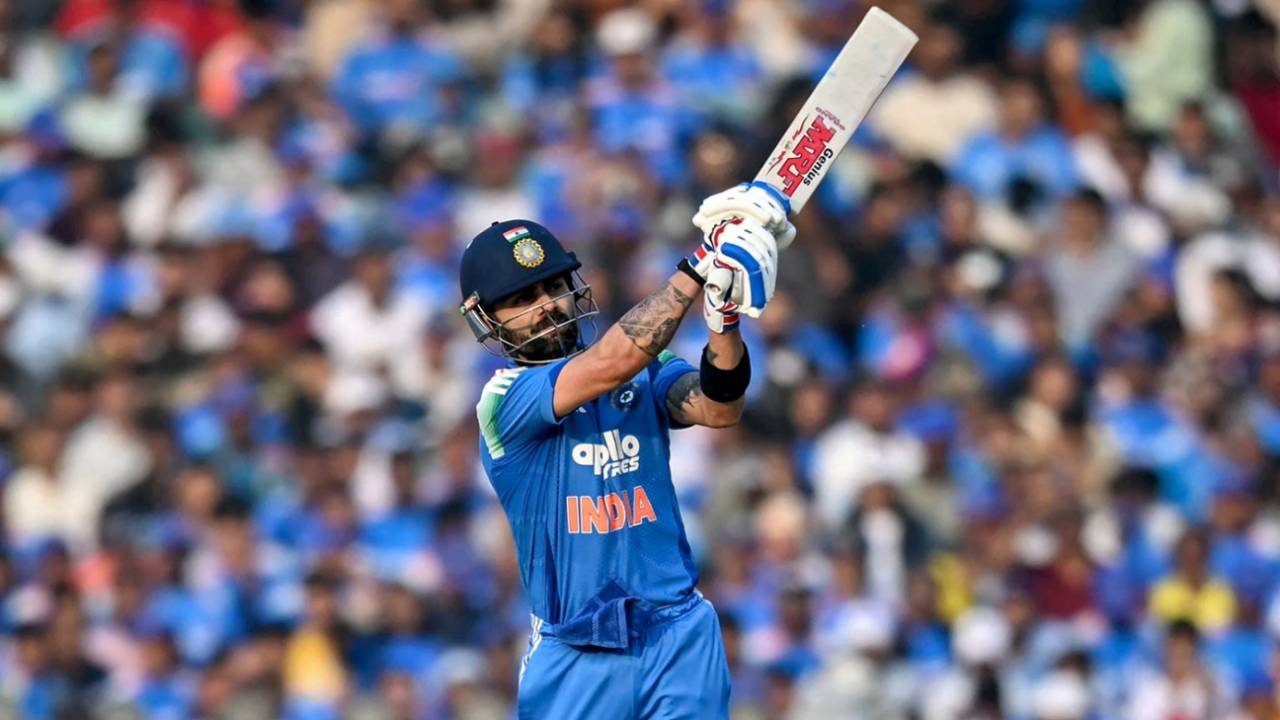 Virat Kohli charged down to pull one over mid-on, India vs South Africa, 2nd ODI, Raipur, December 3, 2025