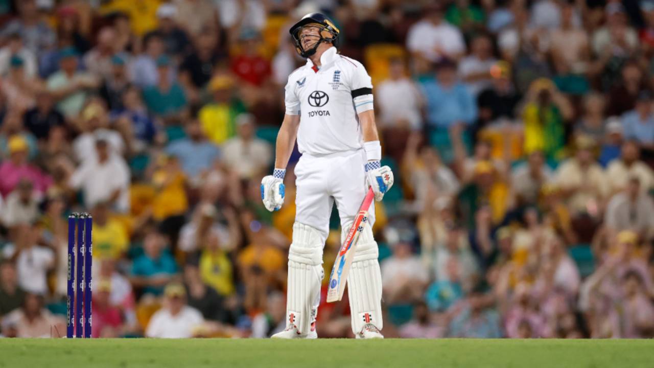 Ollie Pope looks forlorn after his soft dismissal, Australia vs England, 2nd Test, Brisbane, 3rd day, December 6, 2025