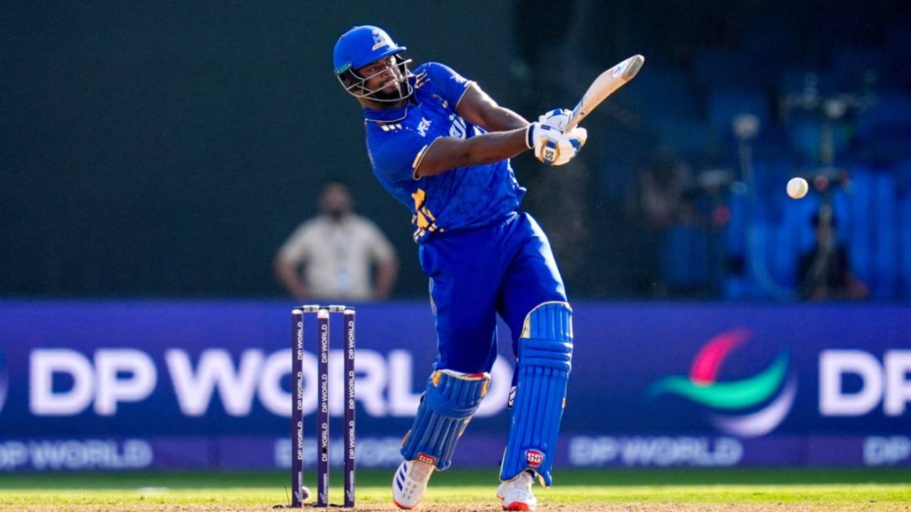 Romario Shepherd crashed an unbeaten 31 off 10 balls, Sharjah Warriorz vs MI Emirates, ILT20 2025-26, Sharjah, December 7, 2025