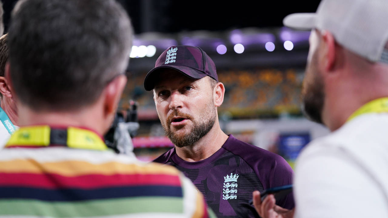 Brendon McCullum speaks to the press, Australia vs England, 2nd Test, Brisbane, 4th day, December 7, 2025