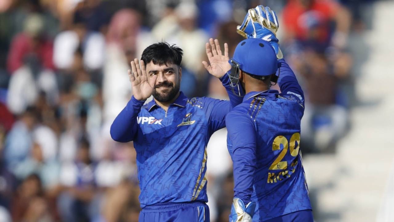 Rashid Khan was economical and dismissed Tom Kohler-Cadmore, Sharjah Warriorz vs MI Emirates, ILT20 2025-26, Abu Dhabi, December 14, 2025