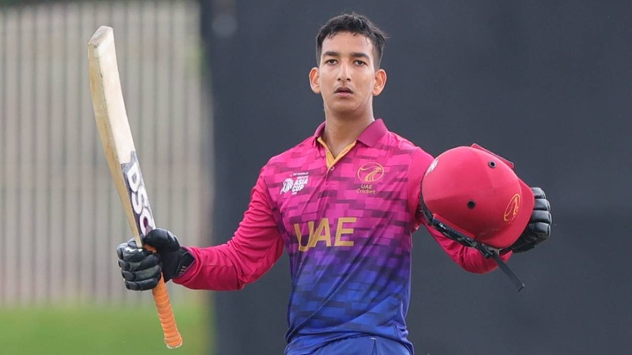 Ayaan Misbah hit 163 out of UAE's total of 298, UAE vs Malaysia, Under-19 Asia Cup, Dubai, December 14, 2025