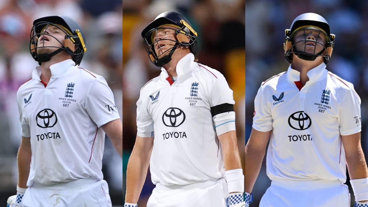 Ollie Pope throws his head back after dismissals in Perth, Brisbane and Adelaide, Australia vs England, 3rd Test, Adelaide, December 18, 2025