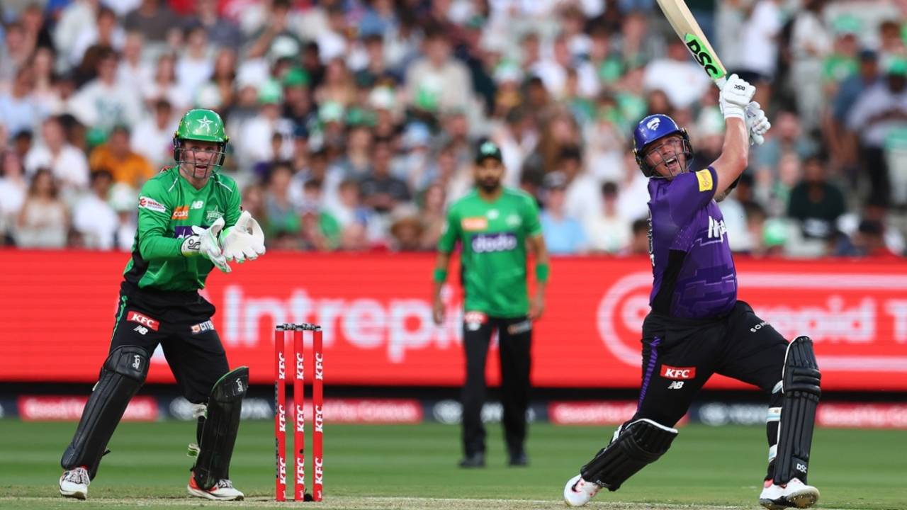 Ben McDermott hits through the off side, Melbourne Stars vs Hobart Hurricanes, Melbourne, BBL, December 18, 2025