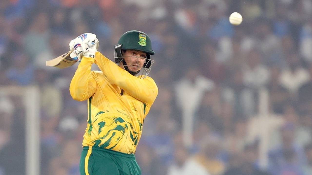 Quinton de Kock gave South Africa a blazing start in the powerplay, India vs South Africa, 5th T20I, Ahmedabad, December 19, 2025