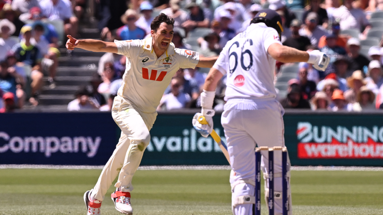 Pat Cummins added to his tally against Joe Root, Australia vs England, 3rd Test, Adelaide, 4th day, December 20, 2025