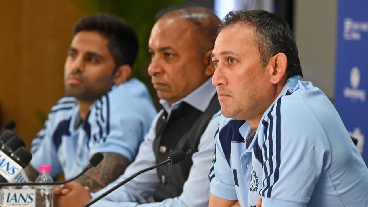 Suryakumar Yadav, Devajit Saikia and Ajit Agarkar take questions from the media, Mumbai, December 20, 2025