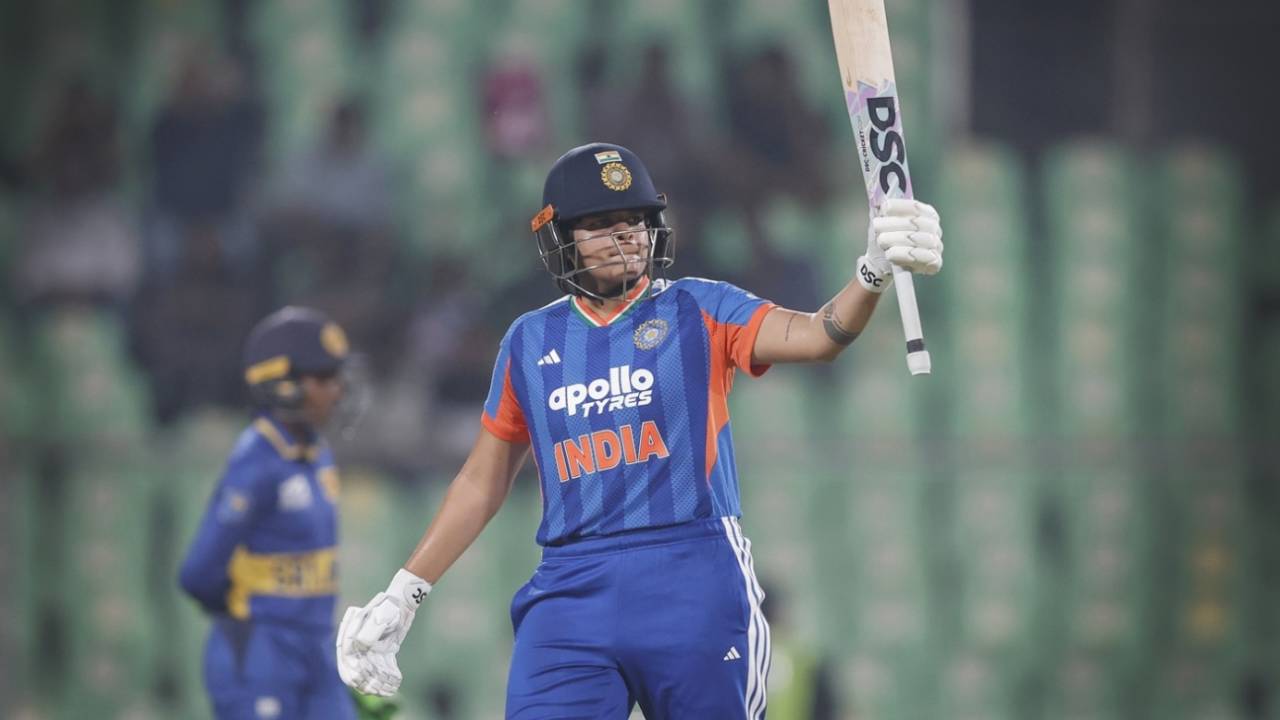 Shafali Verma scored her third successive half-century in the series, India vs Sri Lanka, 4th Women's T20I, Thiruvananthapuram, December 28, 2025