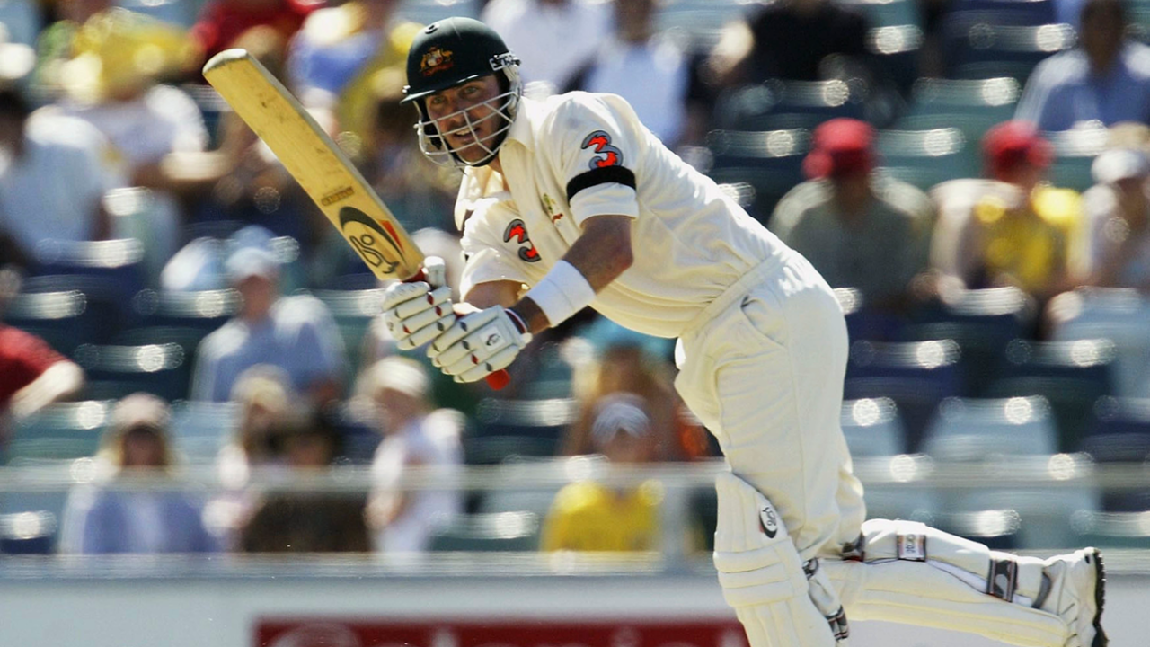 Damien Martyn plays through the on side, Australia vs Zimbabwe, 1st Test, WACA, October 9, 2003