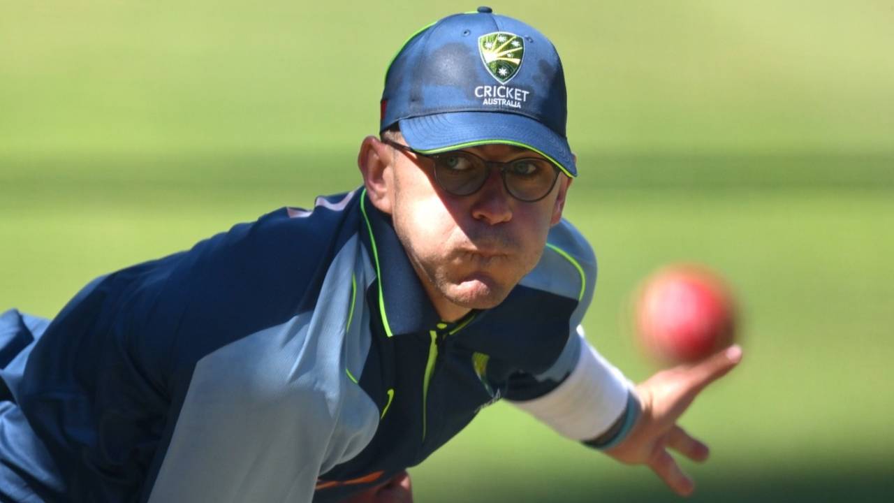 Todd Murphy bowls at a practice session, Melbourne, December 29, 2025