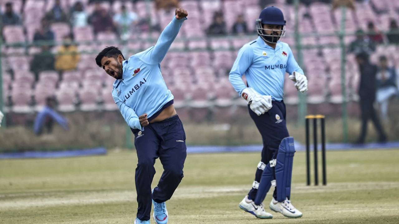 Musheer Khan is over the moon after taking a wicket, Maharashtra vs Mumbai, Vijay Hazare Trophy 2025-26, Jaipur, January 3, 2026