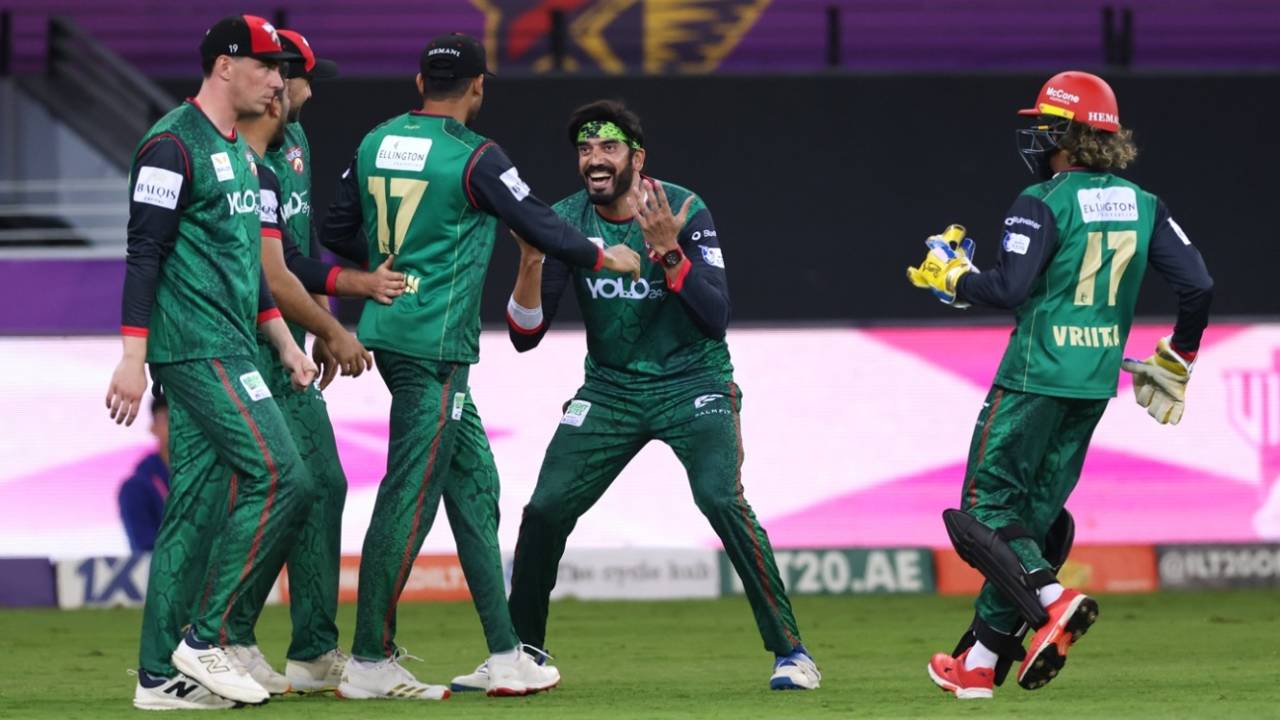 Look what I've done - Usman Tariq after taking a wicket, Desert Vipers vs MI Emirates, ILT20, final, Dubai, January 4, 2026