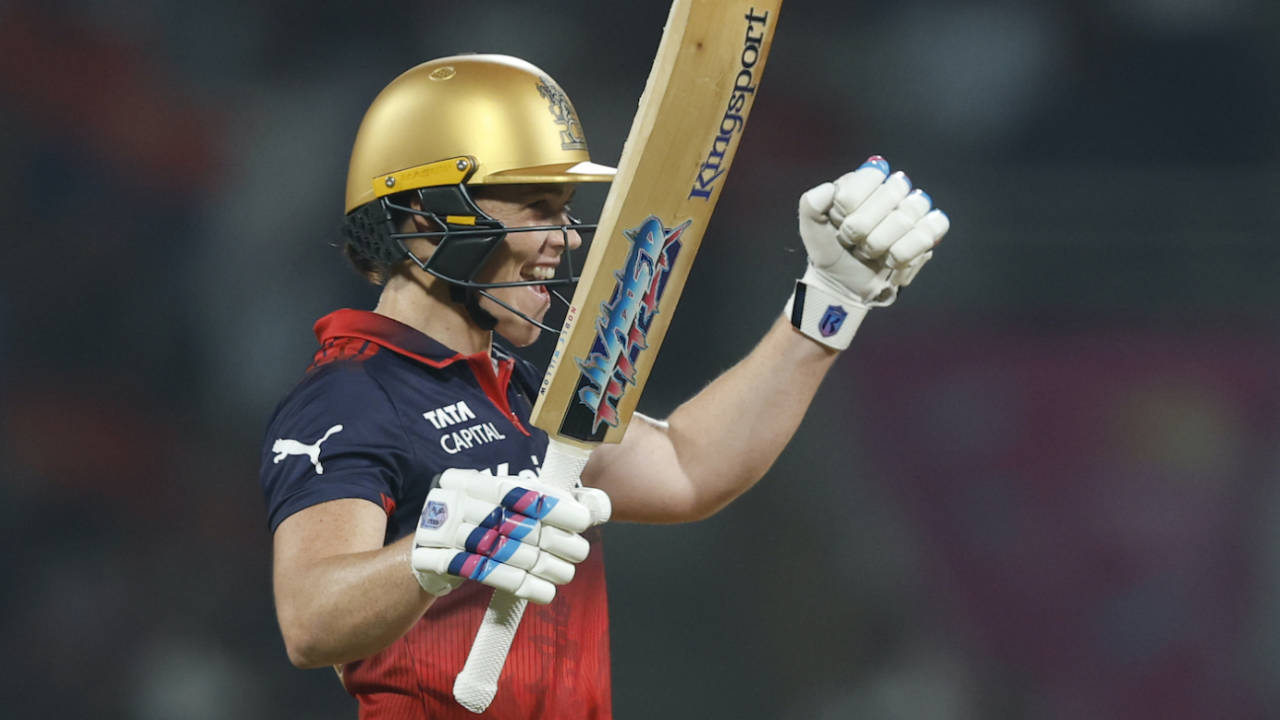 Grace Harris celebrates her 22-ball fifty with gusto, Royal Challengers Bengaluru vs UP Warriorz, WPL, Navi Mumbai, January 12, 2026